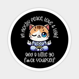 Peace, Love & Light - Kawaii Cat Meditation Tee Magnet